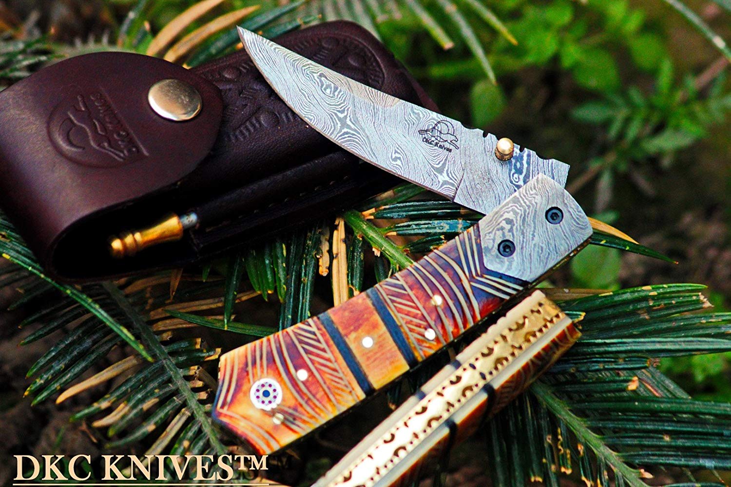 DKC-136 Chief Damascus Steel Folding Pocket Knife