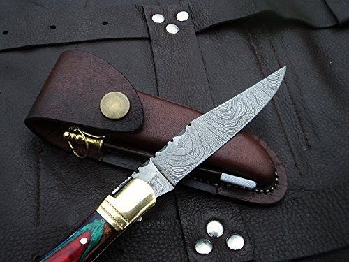 DKC-785 Rainbow Laguiole Damascus Steel Folding Pocket Knife 1