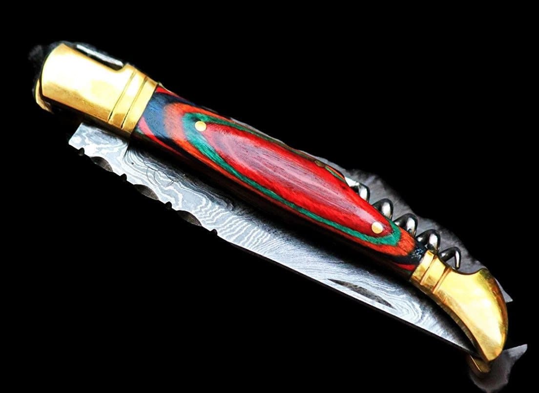 DKC-785 Rainbow Laguiole Damascus Steel Folding Pocket Knife