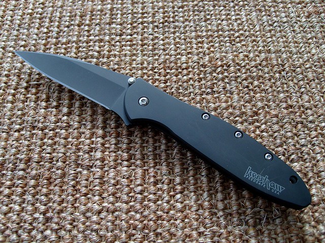kershaw knife placed on a cloth