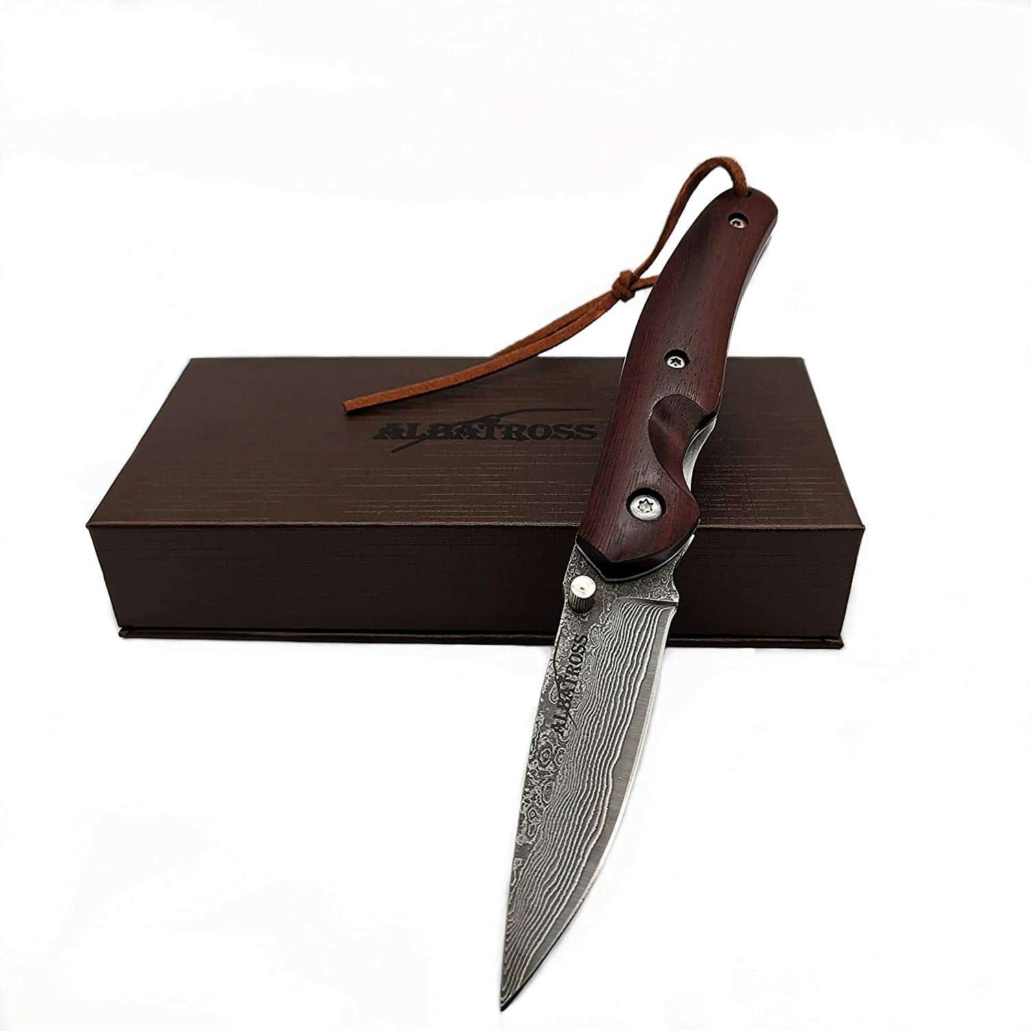 ALBATROSS HGDK004 Awesome EDC Damascus Pocket Folding Knife Lanyard