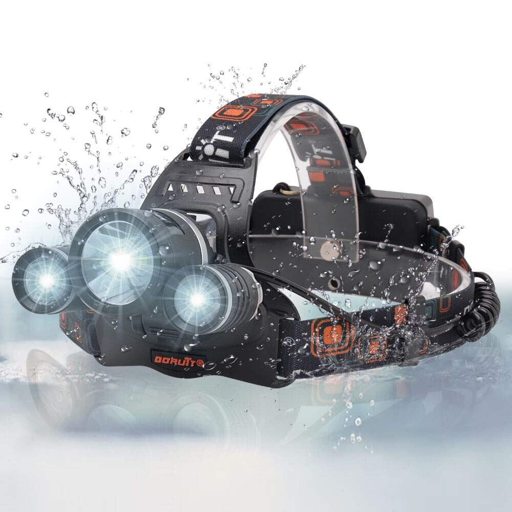 BORUIT 3X XM-L2 T6 LED Beads 5000 Lumens Headlamp