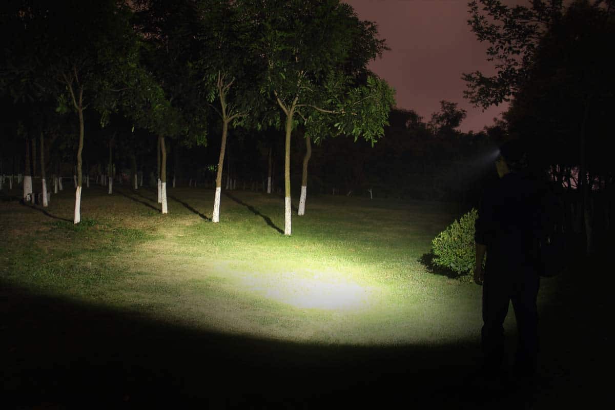 man using the fenix headlamp
