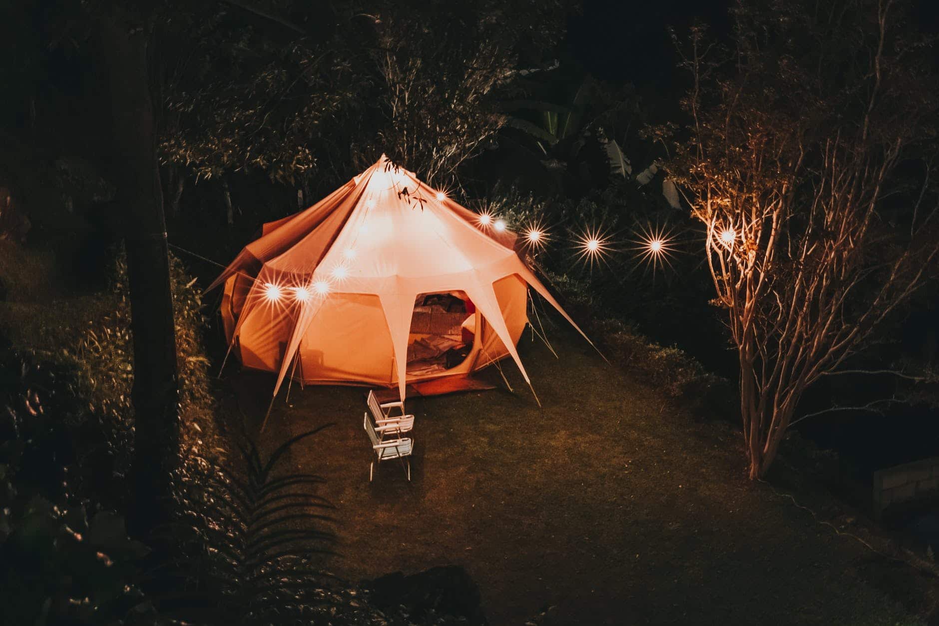 White tent near trees