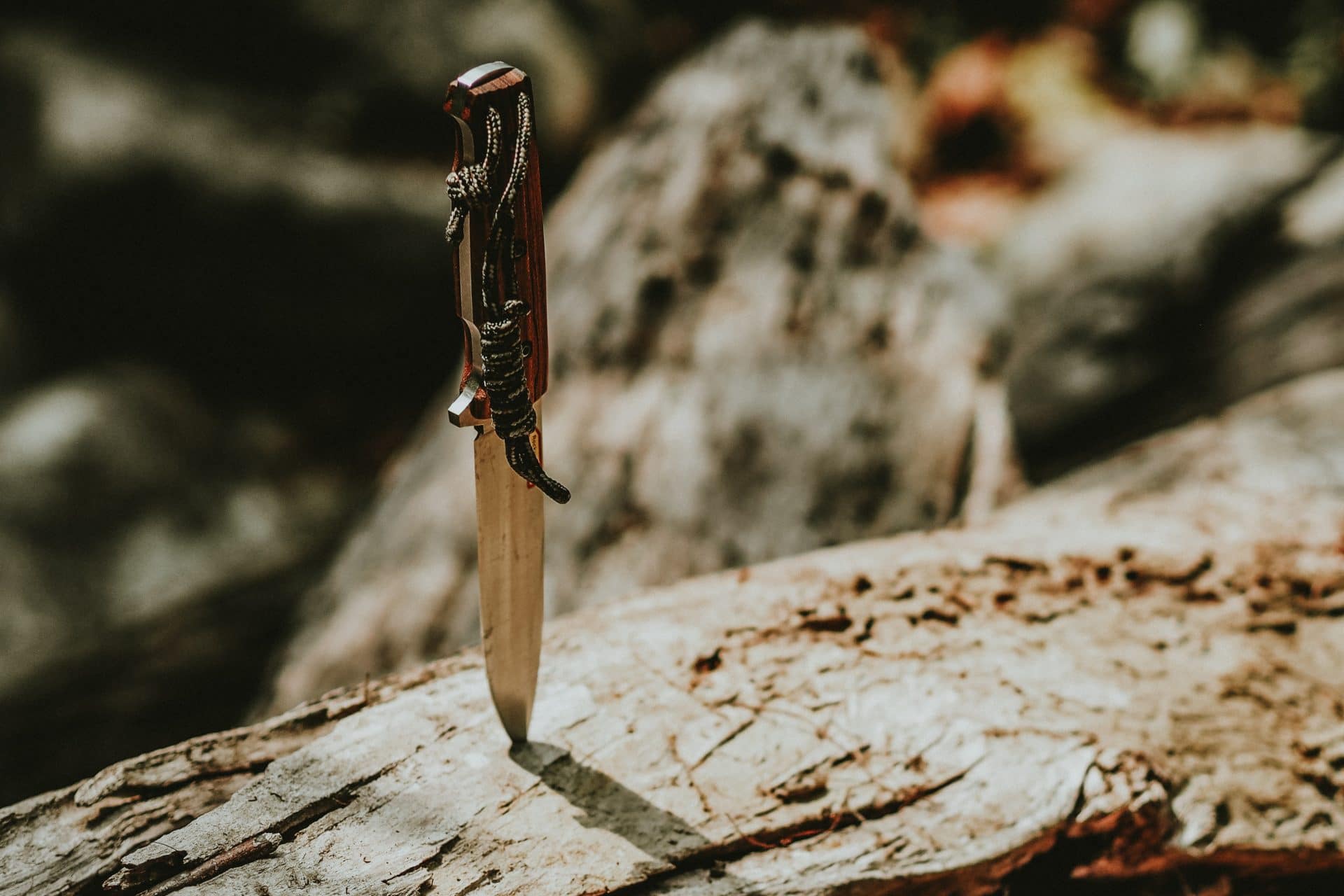 pockeT knife stuck in a wood