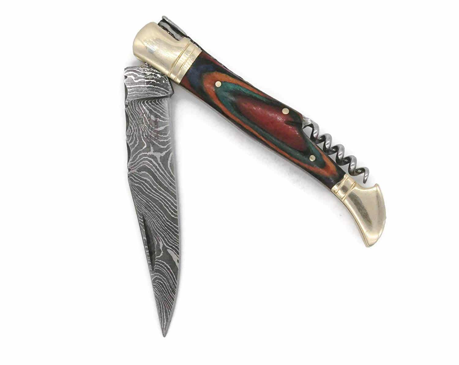 DKC-785 Rainbow Laguiole Damascus Pocket Knife