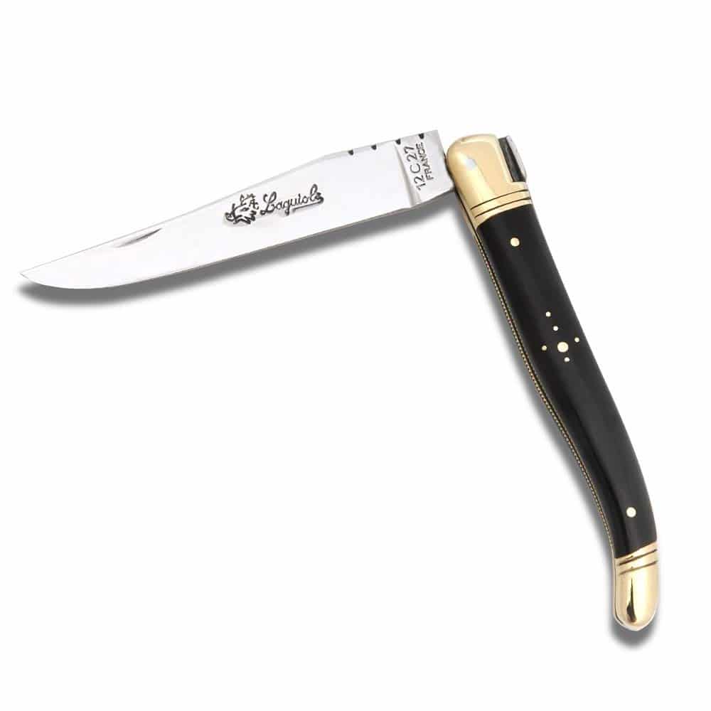 Laguiole knife with Ebony Wood handle and brass bolsters